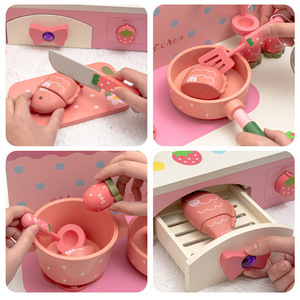 Cocina <span class=keywords><strong>de</strong></span> <span class=keywords><strong>Juguete</strong></span> Plegable <span class=keywords><strong>de</strong></span> Madera Rosa con Diseño <span class=keywords><strong>de</strong></span> Fresa <span class=keywords><strong>para</strong></span> <span class=keywords><strong>Niñas</strong></span> <span class=keywords><strong>de</strong></span> 4 a 6 Años, Juego <span class=keywords><strong>de</strong></span> Simulación <span class=keywords><strong>de</strong></span> Preparación <span class=keywords><strong>de</strong></span> Comidas Muwantu - Product Image 4