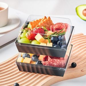 Đen charcuterie hộp với nắp đậy rõ ràng 4 5 inch nhỏ bánh hộp giấy tráng miệng hộp vuông Cookie container cho Slice bánh - Product Image 6
