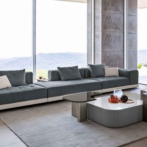 Sofá Modular Italiano de Lujo de 4 Plazas en Piel Premium Gris <span class=keywords><strong>para</strong></span> <span class=keywords><strong>Sala</strong></span> de Estar Moderna - Product Image 5