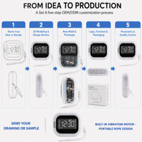 Moderner FM-Radio Wecker mit Uhr, Nachttischlampe, Ladegerät, Vibration, Digitalanzeige, Kabellos, Batteriebetrieben für Tiefschläfer