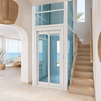 Ascenseur vertical en verre certifié CE pour villa, avec vue panoramique sur toute la surface, adapté aux maisons à plusieurs niveaux.