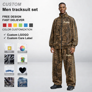 Conjunto Deportivo Casual para <span class=keywords><strong>Hombre</strong></span> con Estampado de Leopardo Personalizado, Conjunto de Jogger Holgado, Fabricante OEM ODM - Product Image 1
