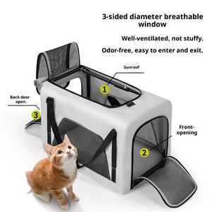 Troli perjalanan hewan peliharaan luar ruangan, produk hewan peliharaan tas pembawa kucing anjing lipat bisa dilepas kotak beroda roda Universal - Product Image 5