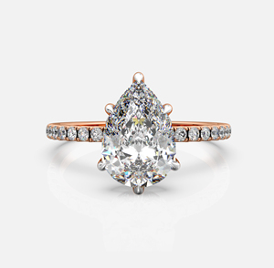 Bague solitaire 1,75 carat taille poire « Ember Kiss » avec accents de diamants rouge cramoisi, certifiée IGI, sertie à griffes, or massif 18 carats, élégante - Product Image 1
