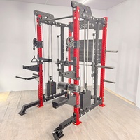 Máquina Smith Comercial con Power Rack, Polea Funcional, Estación de Ejercicios Pec Fly y Lat Pulldown