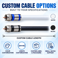Câble coaxial RG6 personnalisé F mâle vers F mâle 75 Ohm noir 0-3GHz pour antenne satellite modem Jumper OEM usine