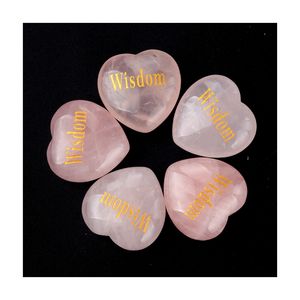 Pierres gravées inspirantes 2026 en quartz rose, mots : Amour, Cœur, <span class=keywords><strong>Bonheur</strong></span>, Gentillesse, Paix, Chance, Rêve, <span class=keywords><strong>Sagesse</strong></span>, Courage, Croire - Product Image 5