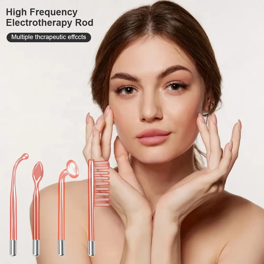 4 In 1 High Frequency Electrode Wand Electrotherapy Glass Tube Beauty Device Acne Spot Remover Facial Anti Wrinkle Skin Care Spa