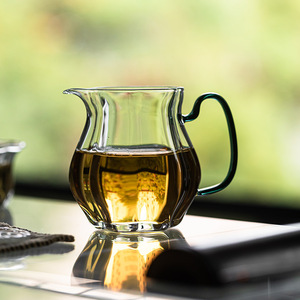 Guanlan Heat Resistant Glass Fairness Cup With Handle Oval Shape <b>Tea</b> Pitcher For Kung Fu <b>Tea</b> <b>Sets</b> Home Use Afternoon <b>Tea</b> - Product Image 1
