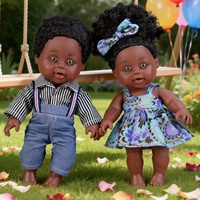 Muñeca Reborn Africana de Vinilo de 25 cm con Piel Negra y Cabello Afro, Muñeca Negra Realista
