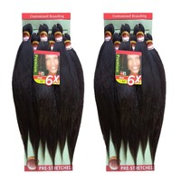 Lot de 6 Grosses Tresses Faciles, Extensions de Cheveux Yaki de 52 Pouces, Brins Synthétiques Pré-Étires pour Tresses Yaki