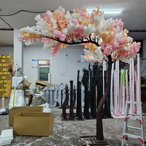 A109 decorazione per festa di nozze grande albero giapponese di Sakura in fibra di vetro curvo grande albero di fiori di ciliegio bianco di seta artificiale - Product Image 1