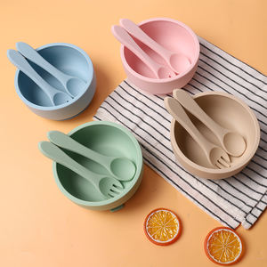 Juego de comedor ecológico para niños sin BPA al por mayor, cuenco de vajilla para bebés con tapa de succión de silicona, platos prácticos de silicona para alimentación - Product Image 2