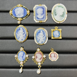Bijoux de mode, agate naturelle sculptée, camée, broche, coquille, plaqué <span class=keywords><strong>or</strong></span>, argent sterling 925, <span class=keywords><strong>pendentif</strong></span> en pierre de gravure pour dames - Product Image 2