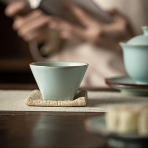 Taza de té de cerámica Ru Ware, taza maestra de porcelana azul cielo para juego de té Kung Fu, uso doméstico, diseño tradicional chino - Product Image 5