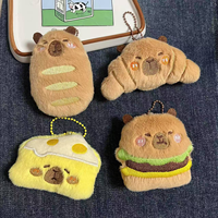 Peluches Capybara et Dauphin, Jouets en Peluche, Porte-clés Écologiques Thème Dessin Animé (Mini Pain, Hamburger, Donut, Croissant)