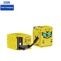 Chargeur mural rapide GaN 35W avec câble Type-C rétractable, protection PD3.0 OVP, multi-ports pour smartphone et tablette
