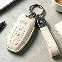 Housse de protection en cuir pour clé Audi avec porte-clés, compatible avec les clés intelligentes Audi A4, Q7, Q5, A5, SQ5, S5
