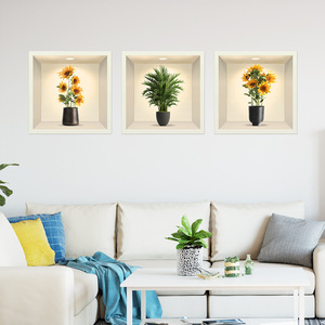 <span class=keywords><strong>3D</strong></span> simulación verde maceta flor planta <span class=keywords><strong>pared</strong></span> pegatina PVC paisaje papel tapiz <span class=keywords><strong>para</strong></span> sala de estar dormitorio decoración calcomanías - Product Image 3