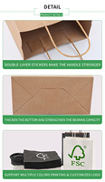 Sac en papier kraft personnalisé avec logo imprimé, poignée en ruban et revêtement aqueux pour emballage alimentaire de luxe pour supermarchés et cafés à emporter