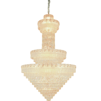 Lustre en verre givré multicouche de luxe pour villas, salons, chambres, halls d'hôtel, restaurants - LED à intensité variable, garantie de 3 ans
