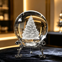 Vente en gros de boules de cristal 3D gravées au laser, achat en vrac, motif personnalisé, base pour arbre de Noël, souvenir de vacances