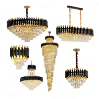 Lustre rond en métal rustique personnalisé, grand lustre en cristal nordique, luminaire suspendu LED pour salon d'hôtel, inspecté par QC