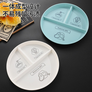 Wheat Straw Plastic Compartment <b>Plate</b> Nordic Blue White 3 Section Meal <b>Plate</b> For <b>Weight</b> Loss Dining Home Use - Product Image 1
