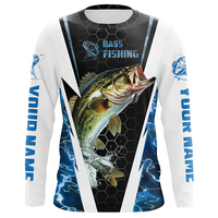 Protection BASS personnalisée UPF 50 + sublimation UV chemises à manches longues maille maillot de pêche respirant vêtements de pêche à séchage rapide pour hommes