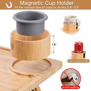 <span class=keywords><strong>Plateau</strong></span> d'accoudoir de canapé pliable personnalisable Organisateur d'accoudoir inclinable portable Plateaux de service <span class=keywords><strong>en</strong></span> <span class=keywords><strong>bambou</strong></span> avec support amovible pour tasse de canapé - Product Image 2
