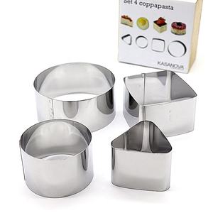 Moule à gâteau en acier inoxydable - Ensemble de 4 moules à dessert, moule à mousse, mini moule à pâtisserie pour la fabrication de desserts - Product Image 1