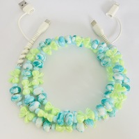 Nouveau câble de données PD 2 en 2 avec perles colorées et nœud papillon, cordon de charge rapide 4-en-1 Type C tressé pour téléphone portable et tablette