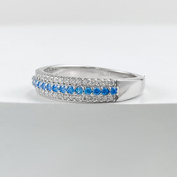 Bague Longlong en Argent S925 avec Diamants Paraiba, Nouvelle Collection 2025, Élégante et Polyvalente, Légère et Luxueuse, 3g, pour Femme