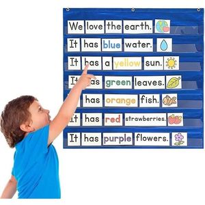 <b>Pocket</b> Chart 7 <b>Pockets</b> Blue Durable <b>Plastic</b> Flip Chart For Classroom Teaching Supplies Age 3-6 Years - Product Image 6