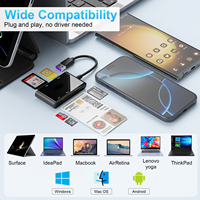 Rocketek Lecteur de carte USB portable 6 en 1 compatible avec les cartes à puce SIM MS M2 SD TF ISO7816 en stock