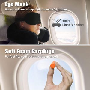 Almohada de Viaje en Forma de U con Espuma Viscoelástica Personalizada, Almohada de Masaje Portátil para el Cuello con Antifaz - Product Image 6