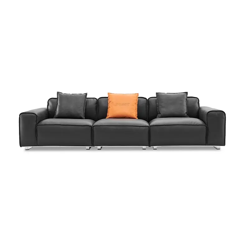 High class imported thick black Genuine leather Multi seater sofa