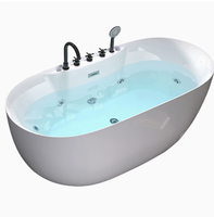 Bañera de Hidromasaje Moderna Independiente de Acrílico con Borde Delgado, Diseño Ergonómico para Relajación, Jets Ajustables, Superficie Fácil de Limpiar