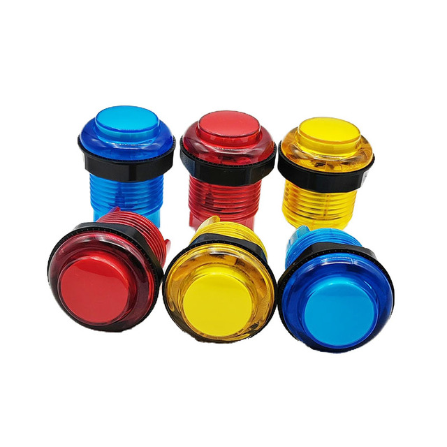 New Style 28mm Led Illuminated Arcade Push Button Switching 5V Arcade Transparent Push Buttons