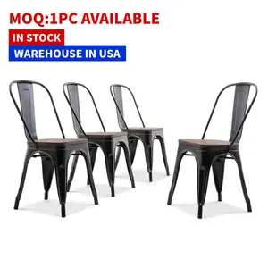 Chaise et table de salle à manger empilables d'extérieur chaises de restaurant en métal pour restaurant