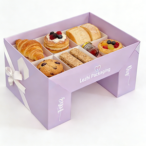 Caja de Papel Ecológica Rosa para Alimentos, Sushi, Crepas, <span class=keywords><strong>Hamburguesas</strong></span>, Chocolate, Repostería y Galletas, con Inserto, Venta al Por Mayor - Product Image 2