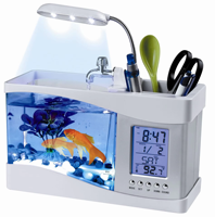 Aquarium de bureau USB multifonction JSD en gros, mini-aquarium en vrac avec lumière LED, horloge et boîte de rangement pour la revente