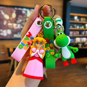 Karikatür 3D PVC Anime süper Marios Bros anahtarlıklar mantar Luigi Yoshi anahtarlık anahtarlık promosyon hediye özel kauçuk anahtarlık - Product Image 3