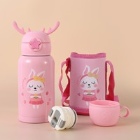 Chine usine Promotion stocké Led bouteilles retour cadeaux bouteille d'eau sous vide avec paille pour l'école enfants en acier inoxydable mignon tasse