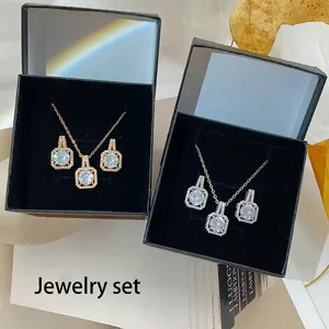 Set di orecchini di cristallo di diamanti di lusso Set di gioielli da sposa di fidanzamento con zirconi lucidi per le donne