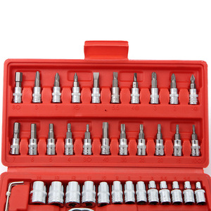 Ensemble de clés à cliquet et douilles de 46 pièces, entraînement de 1/4 pouce, douilles métriques, rallonge de douilles, outils à main, coffret, réparation automobile, utilisation en jardin - Product Image 3