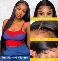 Cierre de encaje HD 13x4 con extensiones de cabello liso Yaki, cabello humano vietnamita virgen 15A, 100% sin procesar, doble densidad, de 10 a 30 pulgadas
