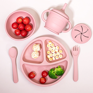 Ensemble de 7 pièces pour l'alimentation des bébés, assiettes divisées, bol avec ventouse, assiettes en silicone pour bébés, assiettes en silicone pour tout-petits, Plato De Silicona Para <span class=keywords><strong>Bebe</strong></span> - Product Image 6