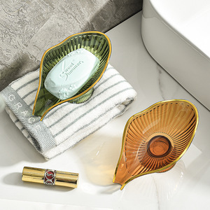 Jabonera de Vidrio Curva con Drenaje Automático, Estantes de Baño de Diseño Contemporáneo para Baño - Product Image 3