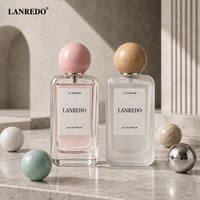 Flacon de parfum en verre transparent contemporain vide 30ml 50ml 100ml, flacon de parfum rectangulaire arrondi avec bouchon à bille rose